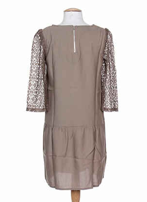 Robe mi-longue manches 3/4 manches 3/4 marron COLEEN BOW femme
