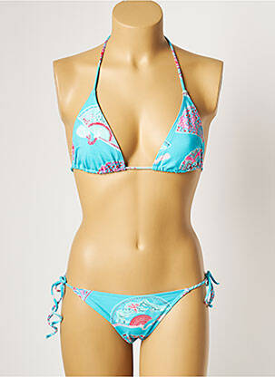 Maillot de bain 2 pièces stretch haut triangles bleu MANUEL CANOVAS femme