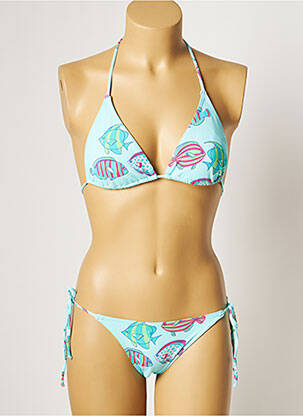 Maillot de bain 2 pièces stretch haut triangles bleu MANUEL CANOVAS femme