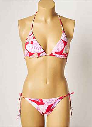 Maillot de bain 2 pièces stretch haut triangles rouge MANUEL CANOVAS femme