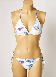 Maillot de bain 2 pièces stretch haut triangles blanc MANUEL CANOVAS femme