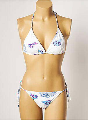 Maillot de bain 2 pièces stretch haut triangles blanc MANUEL CANOVAS femme