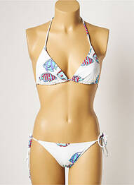 Maillot de bain 2 pièces stretch haut triangles blanc MANUEL CANOVAS femme