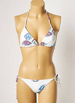 Maillot de bain 2 pièces stretch haut triangles blanc MANUEL CANOVAS femme