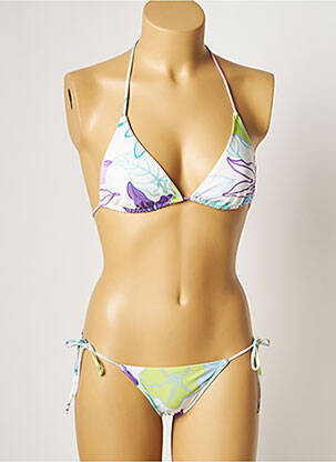 Maillot de bain 2 pièces stretch haut triangles blanc MANUEL CANOVAS femme