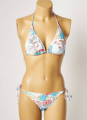 Maillot de bain 2 pièces stretch haut triangles bleu MANUEL CANOVAS femme