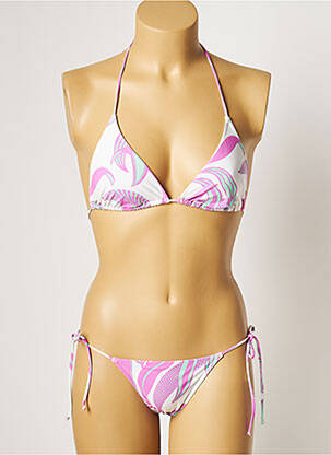 Maillot de bain 2 pièces stretch haut triangles blanc MANUEL CANOVAS femme