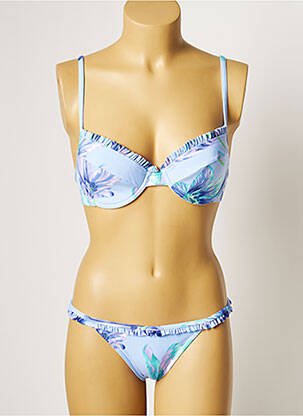 Maillot de bain 2 pièces stretch haut soutien-gorge moulé bleu MANUEL CANOVAS femme