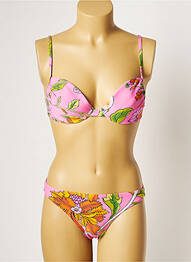 Maillot de bain 2 pièces stretch haut soutien-gorge moulé rose MANUEL CANOVAS femme