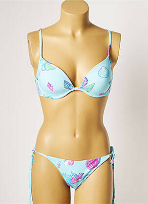 Maillot de bain 2 pièces stretch haut soutien-gorge moulé bleu MANUEL CANOVAS femme