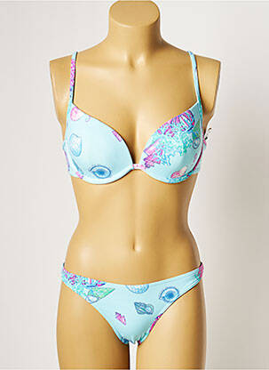 Maillot de bain 2 pièces stretch haut soutien-gorge moulé bleu MANUEL CANOVAS femme