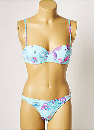 Maillot de bain 2 pièces stretch haut soutien-gorge moulé bleu MANUEL CANOVAS femme