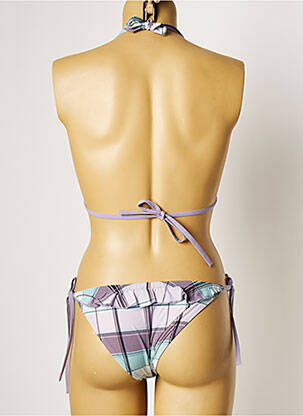 Maillot de bain 2 pièces fermeture liens à nouer haut triangles violet D NU D femme