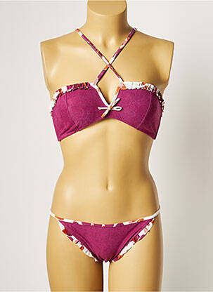 Maillot de bain 2 pièces stretch haut bandeau violet KRISTINA TI femme