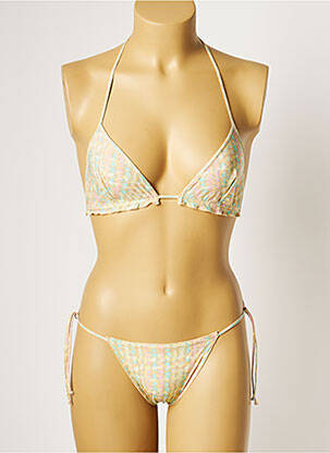 Maillot de bain 2 pièces fermeture liens à nouer haut triangles beige KRISTINA TI femme