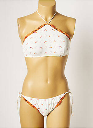 Maillot de bain 2 pièces fermeture clip blanc KRISTINA TI femme