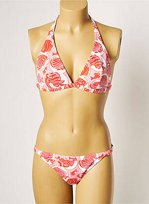 Maillot de bain 2 pièces stretch haut triangles rouge MANUEL CANOVAS femme