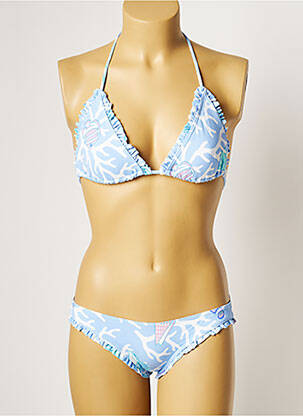 Maillot de bain 2 pièces stretch haut triangles bleu MANUEL CANOVAS femme
