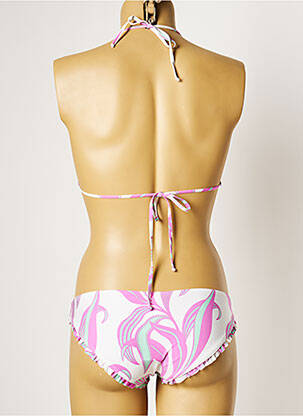 Maillot de bain 2 pièces fermeture liens à nouer haut triangles rose MANUEL CANOVAS femme