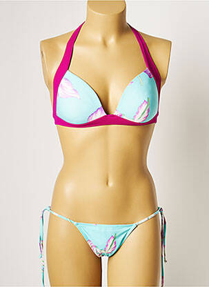 Maillot de bain 2 pièces fermeture clip haut soutien-gorge moulé bleu MANUEL CANOVAS femme