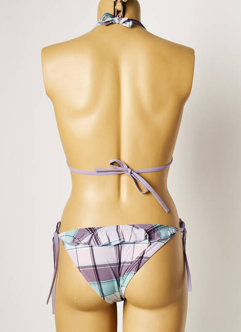 Maillot de bain 2 pièces fermeture liens à nouer haut triangles violet D NU D femme