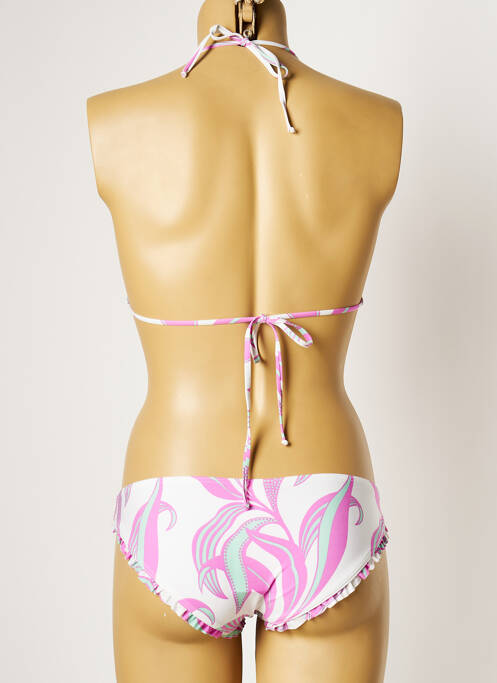 Maillot de bain 2 pièces fermeture liens à nouer haut triangles rose MANUEL CANOVAS femme