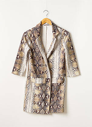 Manteau long coupe cintrée sans capuche marron STYLEWISE femme