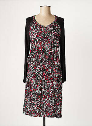 Robe mi-longue imprimé fantaisie manches longues noir TERRE DE FÉES femme