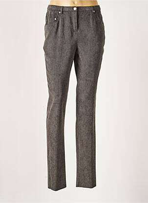 Pantalon droit fermeture zippée sous rabat boutonné gris PAUPORTÉ femme