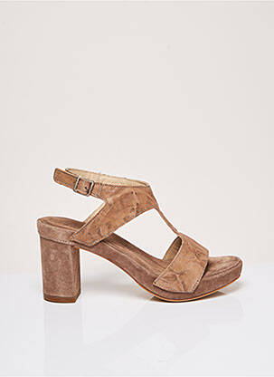 Sandales/nu pieds tissage satiné talon de 7 à 9cm marron KHRIO femme