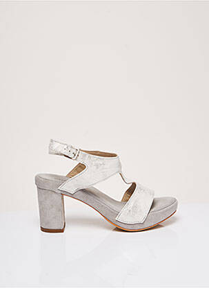 Sandales/nu pieds tissage satiné talon de 7 à 9cm gris KHRIO femme