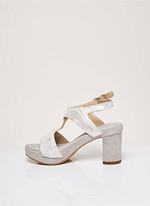 Sandales/nu pieds tissage satiné talon de 7 à 9cm gris KHRIO femme