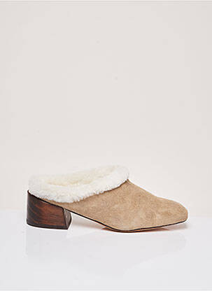 Mules/sabots nubuck talon de 4 à 6cm beige MARI GIUDICELLI femme