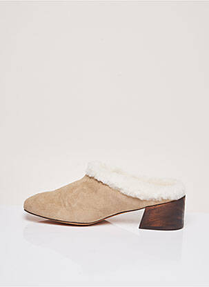 Mules/sabots nubuck talon de 4 à 6cm beige MARI GIUDICELLI femme