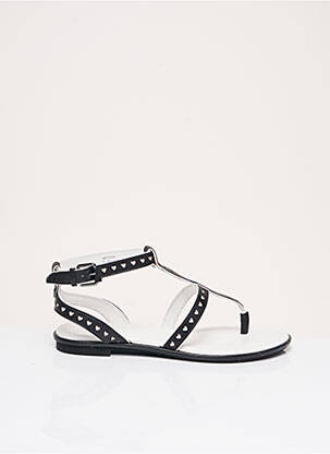 Tongs matière lisse talon plat jusqu'à 3cm noir WHAT FOR femme