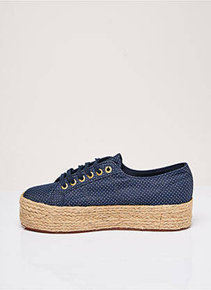 Espadrilles tissage toile talon de 4 à 6cm bleu SUPERGA femme