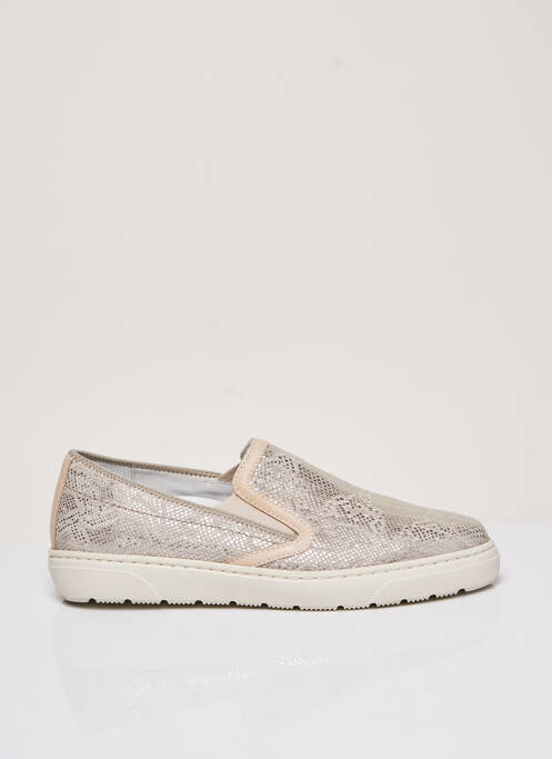 Slip ons matière lisse talon plat jusqu'à 3cm beige ARA femme