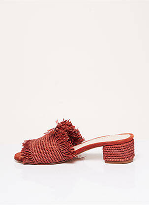 Mules/sabots tissage tressé talon de 4 à 6cm rouge CHARLOTTE WOIVRE femme