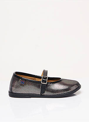 Ballerines tissage vernis talon bas gris OSITÖ BY CONGUITOS fille