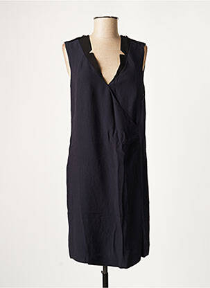 Robe mi-longue tissage crêpe sans manche bleu IKKS femme