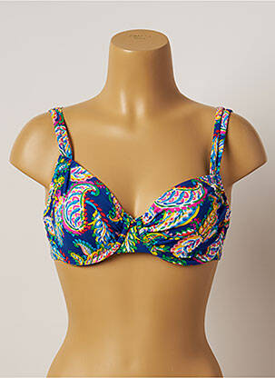 Haut de maillot de bain stretch haut soutien-gorge emboitant bleu BELCOR femme