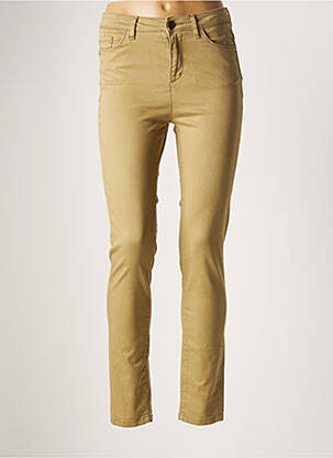 Pantalon slim broderie rivets taille normale beige MAYJUNE femme