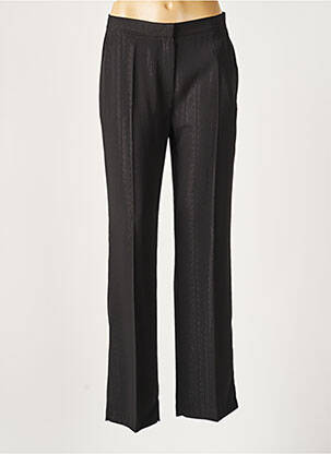 Pantalon droit fermeture zippée sous rabat avec crochet taille normale noir LAUREN VIDAL femme