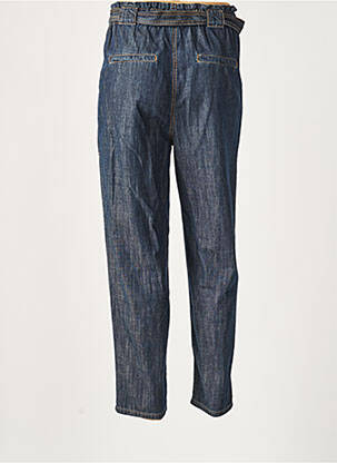 Pantalon chino fermeture zippée sous rabat boutonné taille haute bleu LAUREN VIDAL femme
