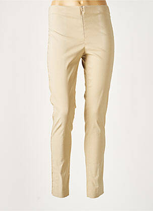 Pantalon slim taille haute taille haute beige LAUREN VIDAL femme