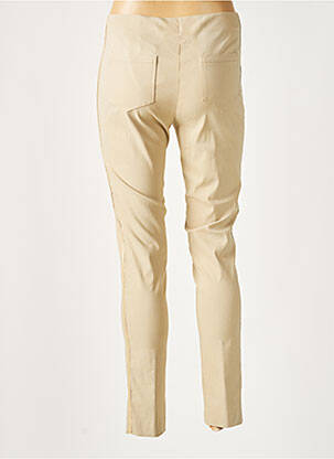 Pantalon slim taille haute taille haute beige LAUREN VIDAL femme
