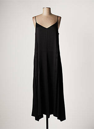 Robe longue manches bretelles ajustables sans manche noir LAUREN VIDAL femme