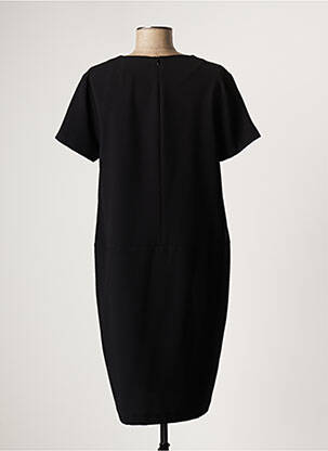 Robe mi-longue fermeture zippée au dos manches courtes noir LAUREN VIDAL femme