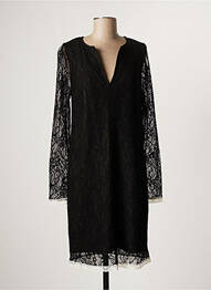 Robe mi-longue manches longues manches longues noir LAUREN VIDAL femme