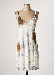 Robe mi-longue col v fines bretelles gris LAUREN VIDAL femme